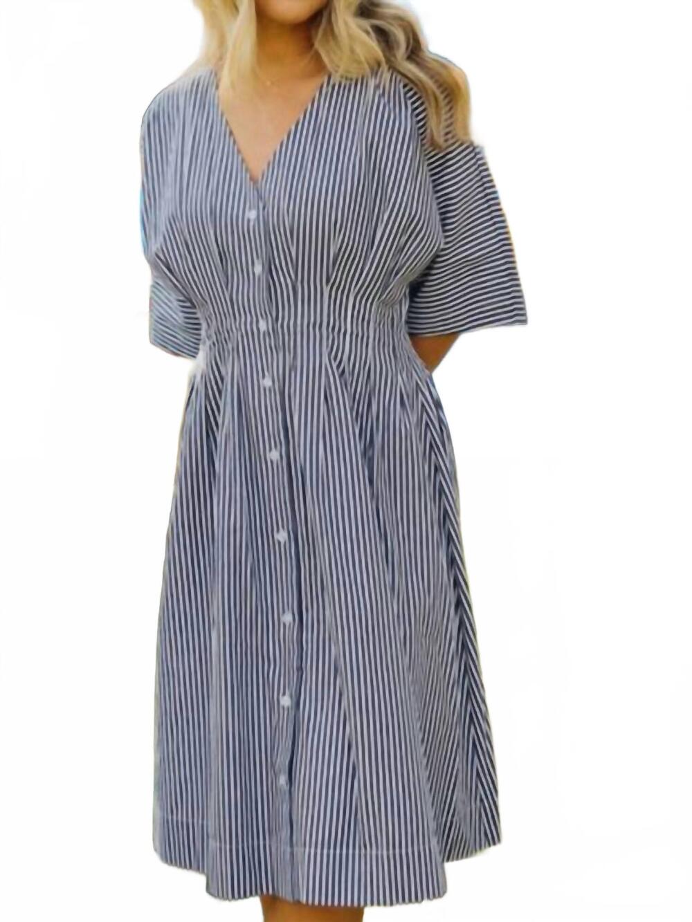 NEW MIKAROSE lexi midi dress in blue stripe